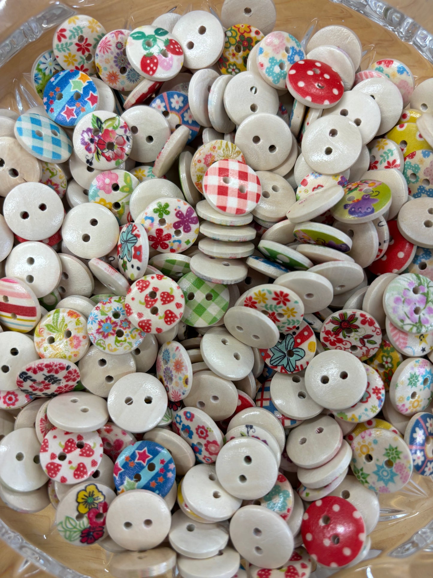 Round Wooden Buttons - Lucky Dip