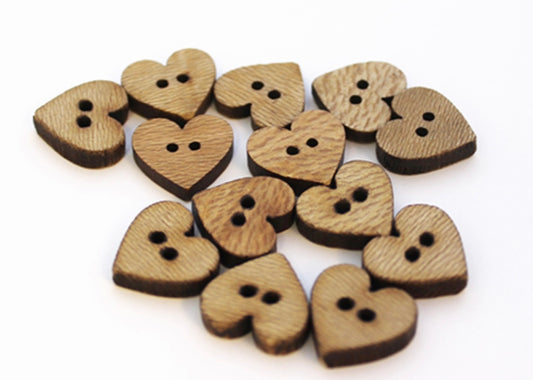 Wooden Buttons - Hearts